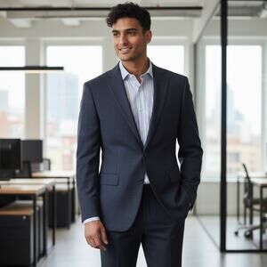 Lauren Ralph Lauren Mens 50R Blue Micro Check 100% Wool Blazer Sport Coat Jacket